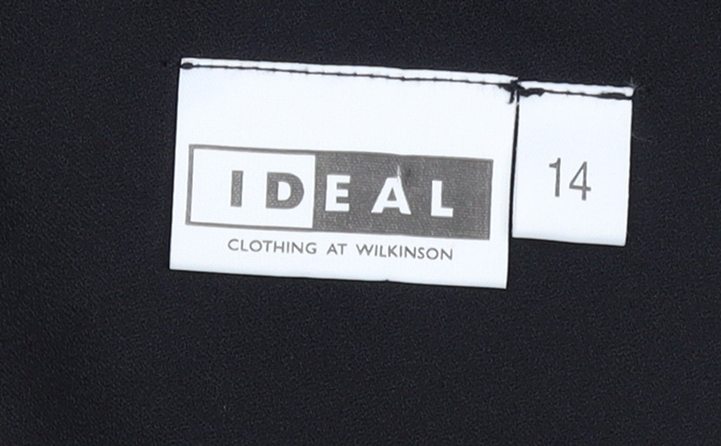 Ideal Women's Black Tuxedo Style Shawl Collar Suit Jacket Size 14