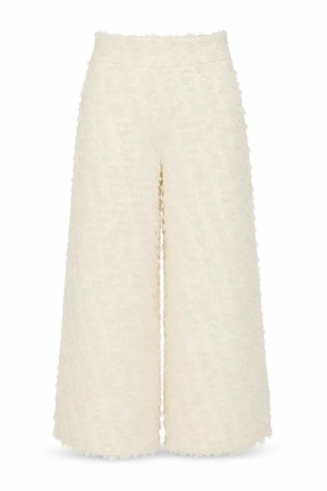 Zara Woman Ivory Textured Wide-Leg Trousers Size S