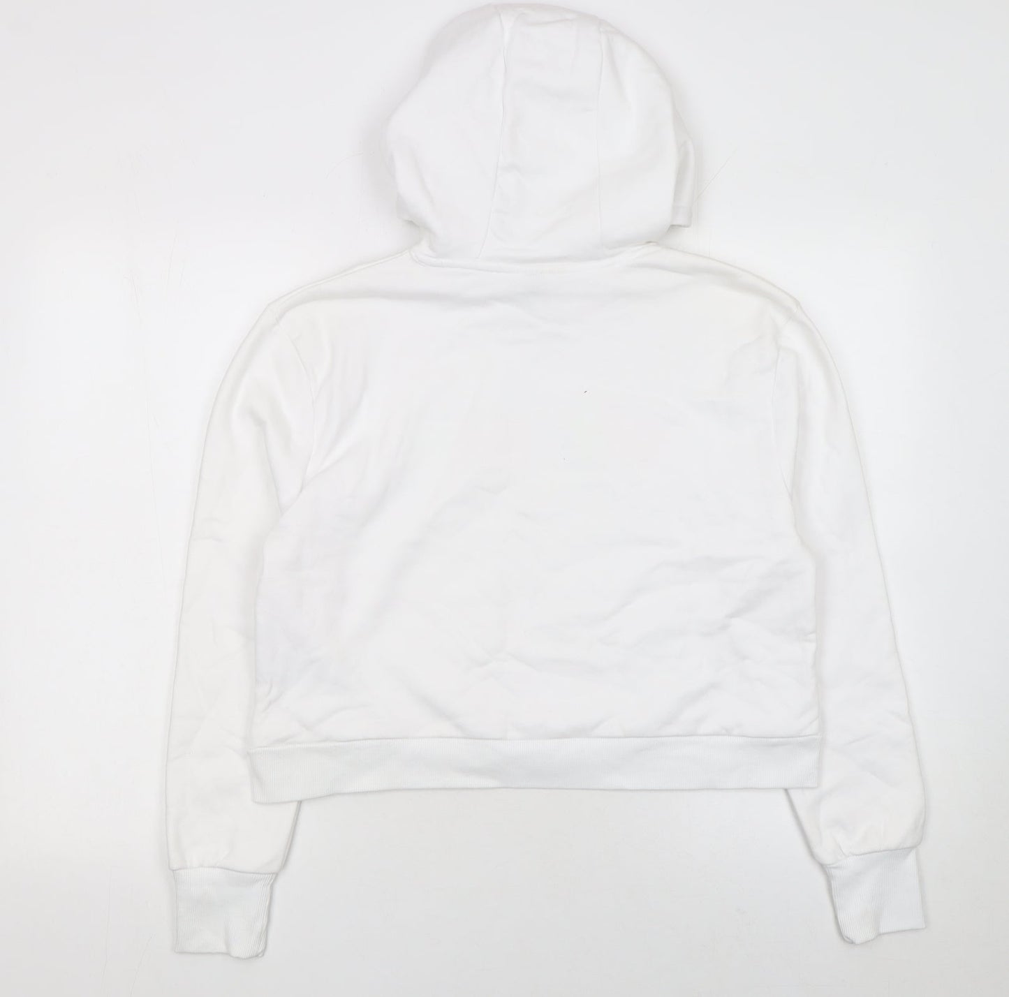 Ellesse Womens White Pullover Hoodie UK 10 Cotton Blend Logo Design