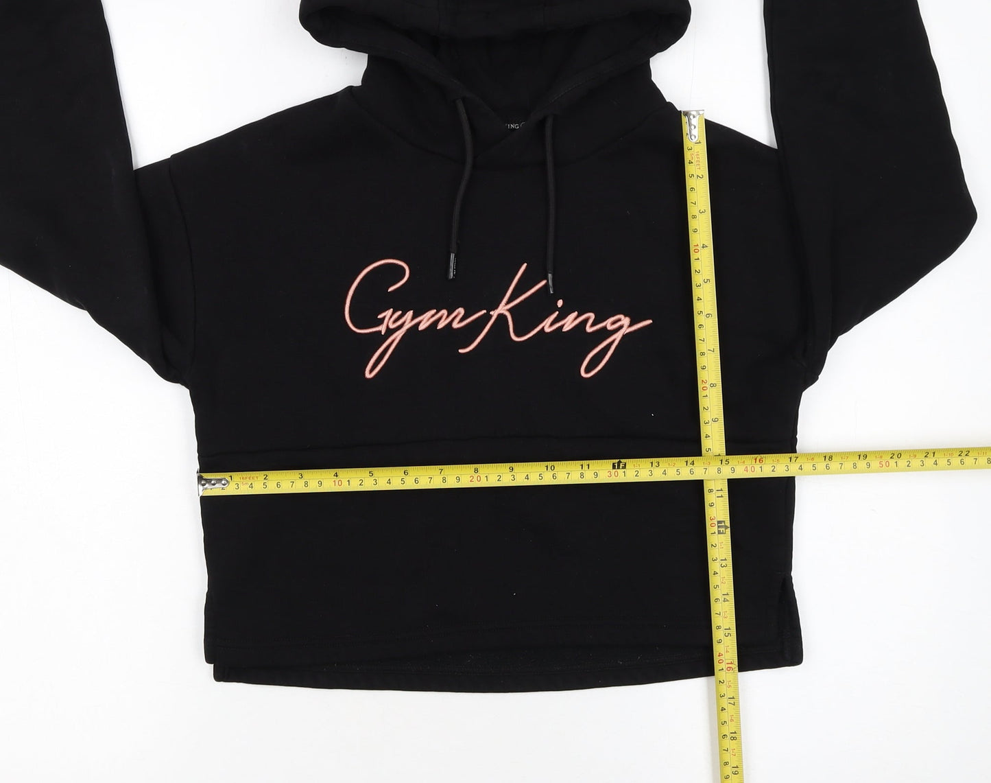 Gym King Women Black Crop Hoodie Size 8 Cotton Blend Pullover