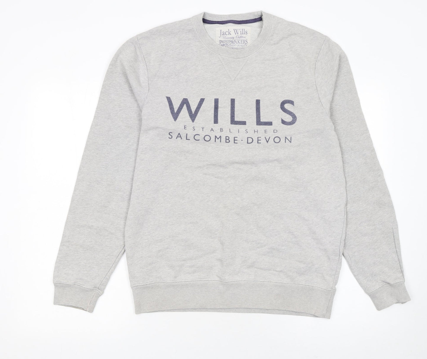 Jack Wills Men's Grey Pullover Sweatshirt M Crew Neck Logo