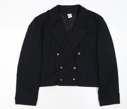 Etam Women Black Size 16 Double-Breasted Cropped Blazer