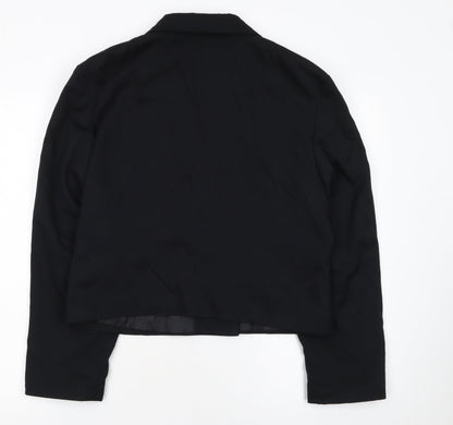 Etam Women Black Size 16 Double-Breasted Cropped Blazer
