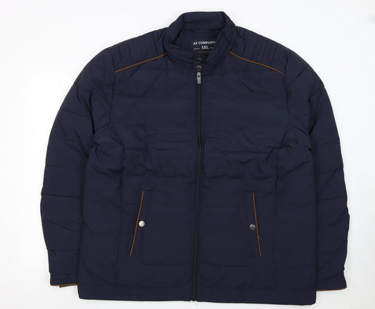 Armand Thiery Men's Blue 3XL Puffer Jacket with Zip Pockets