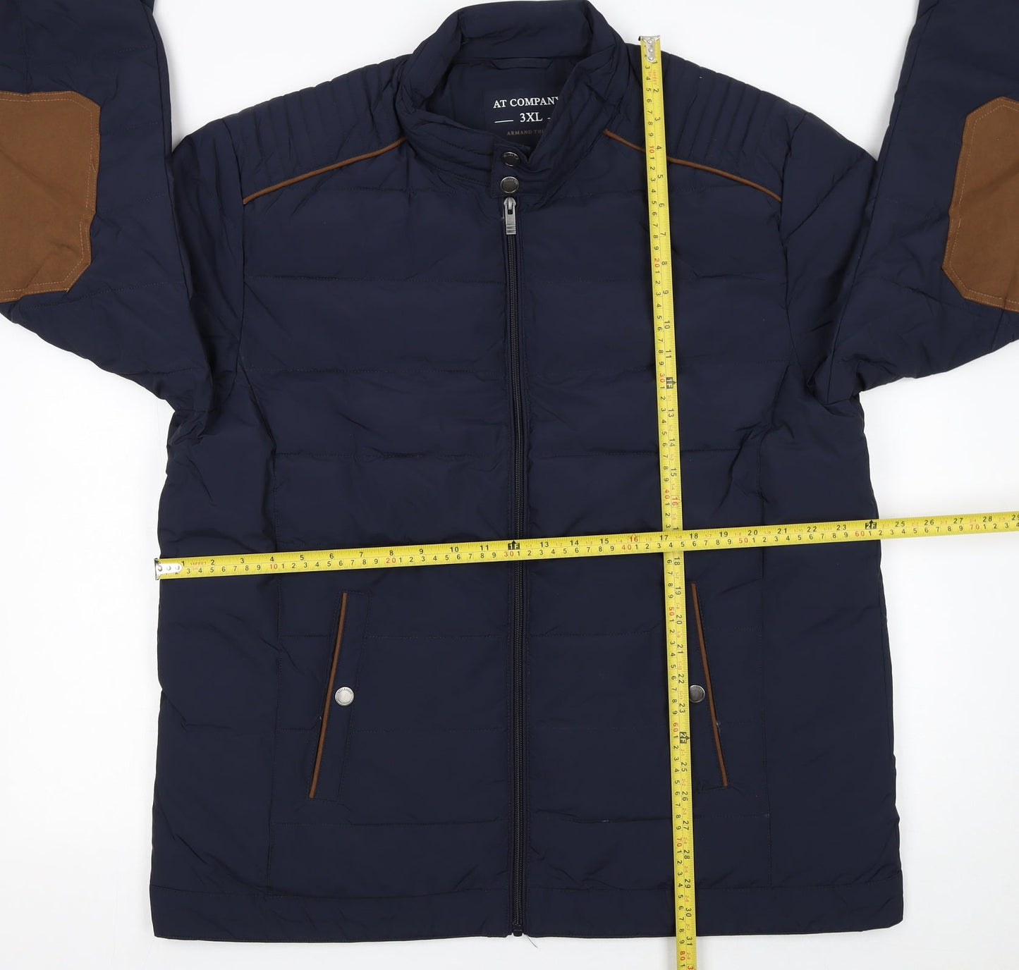 Armand Thiery Men's Blue 3XL Puffer Jacket with Zip Pockets
