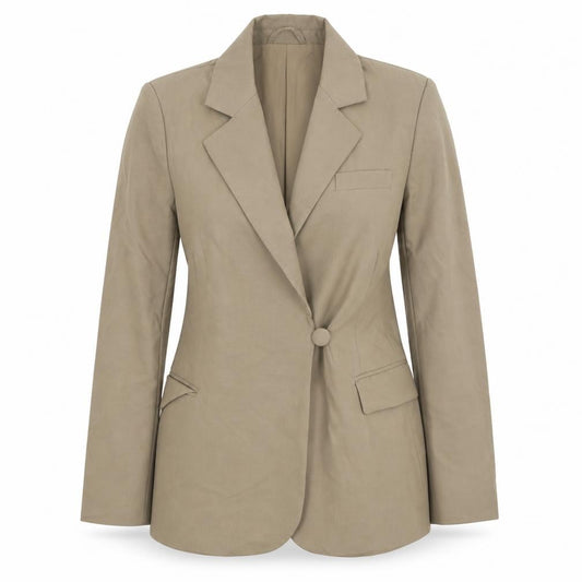 Boa Women Beige Single Breasted Blazer Jacket Size S Wool Blend
