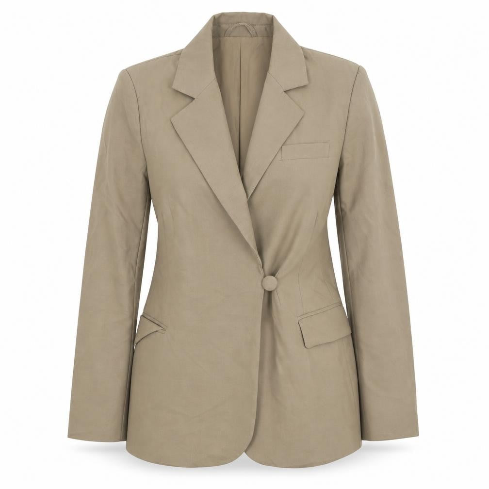 Boa Women Beige Single Breasted Blazer Jacket Size S Wool Blend