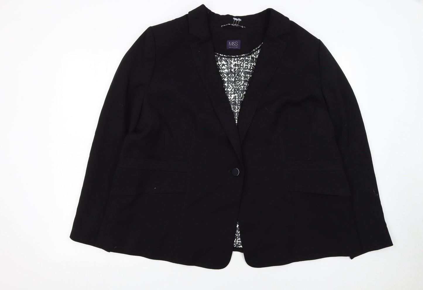 Marks and Spencer Women’s Black Size 24 Single-Breasted Blazer