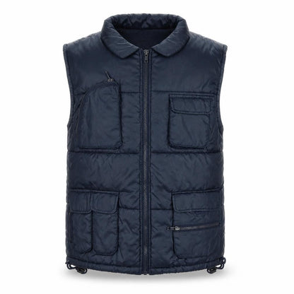 Front view of Tough League boys’ blue padded bodywarmer 5-6 years polyester outdoor zip vest