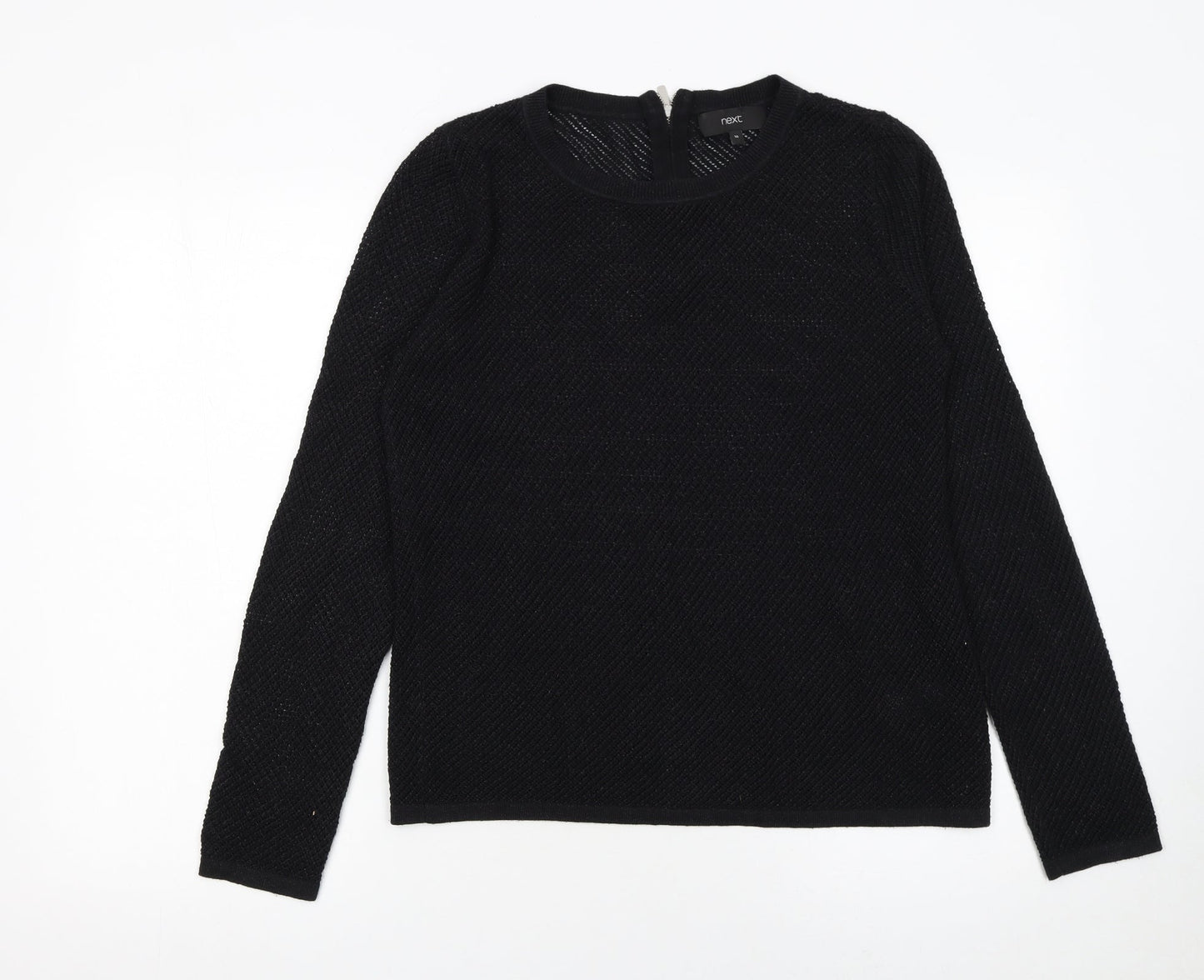 Next Womens Black Knit Long Sleeve Pullover Jumper Size 10