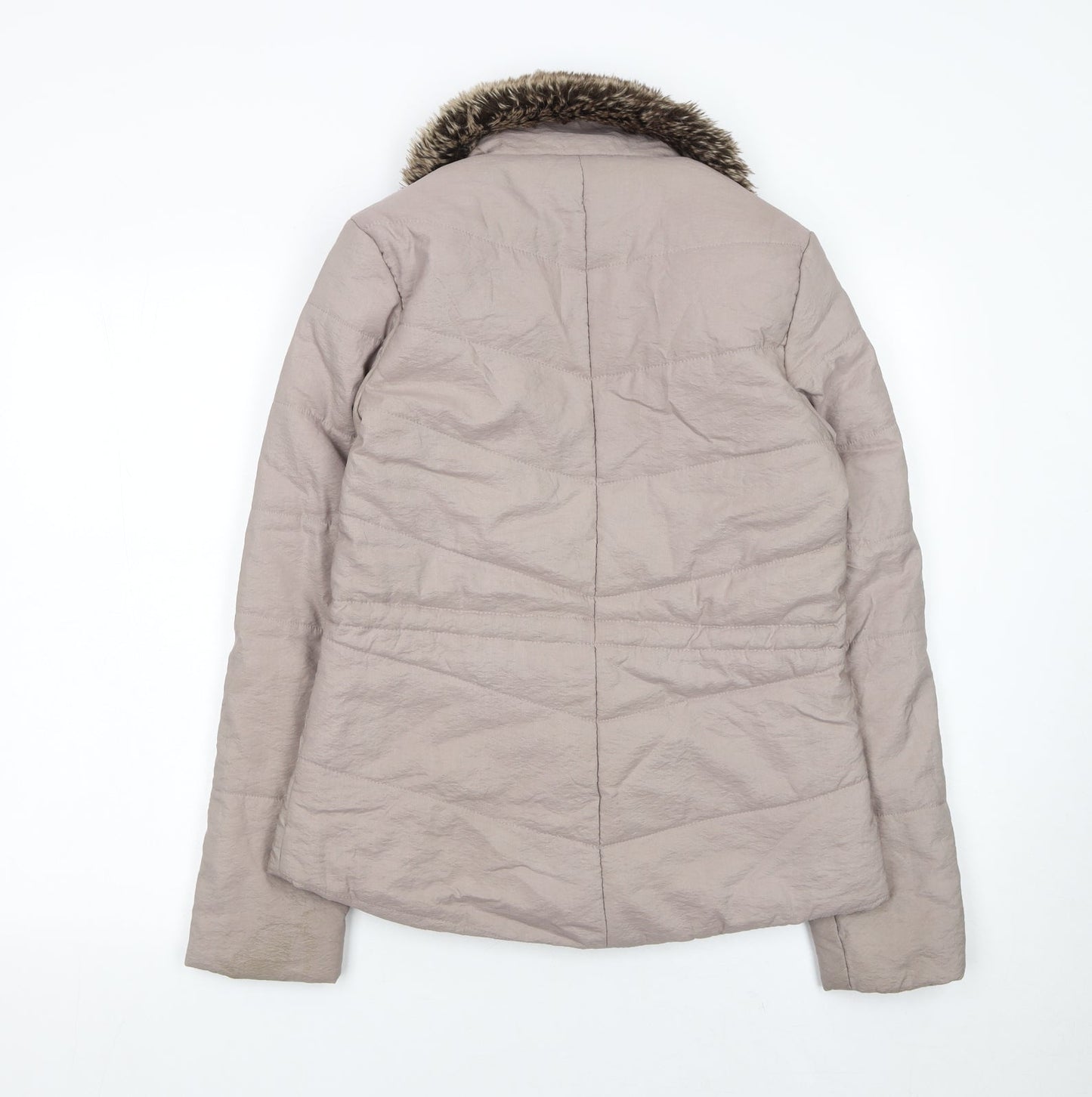 Laura Ashley Women’s Beige Faux Fur Collar Puffer Jacket UK 8