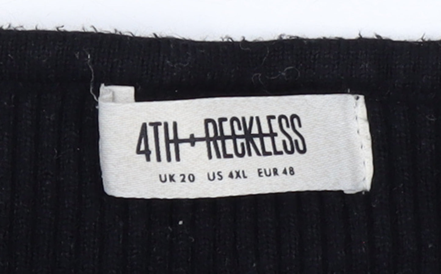 4th + Reckless Womens Black White Striped V-Neck Knit Jumper Size 20