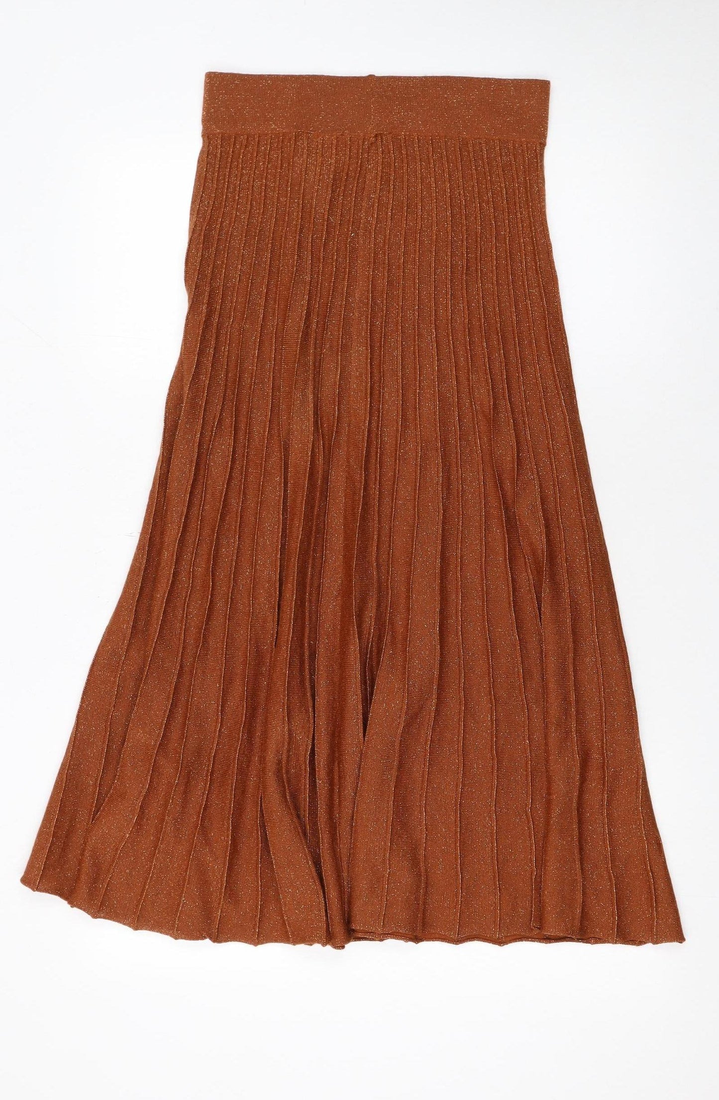 Selected Femme Women's Brown Pleated Midi Skirt XS Wool Blend