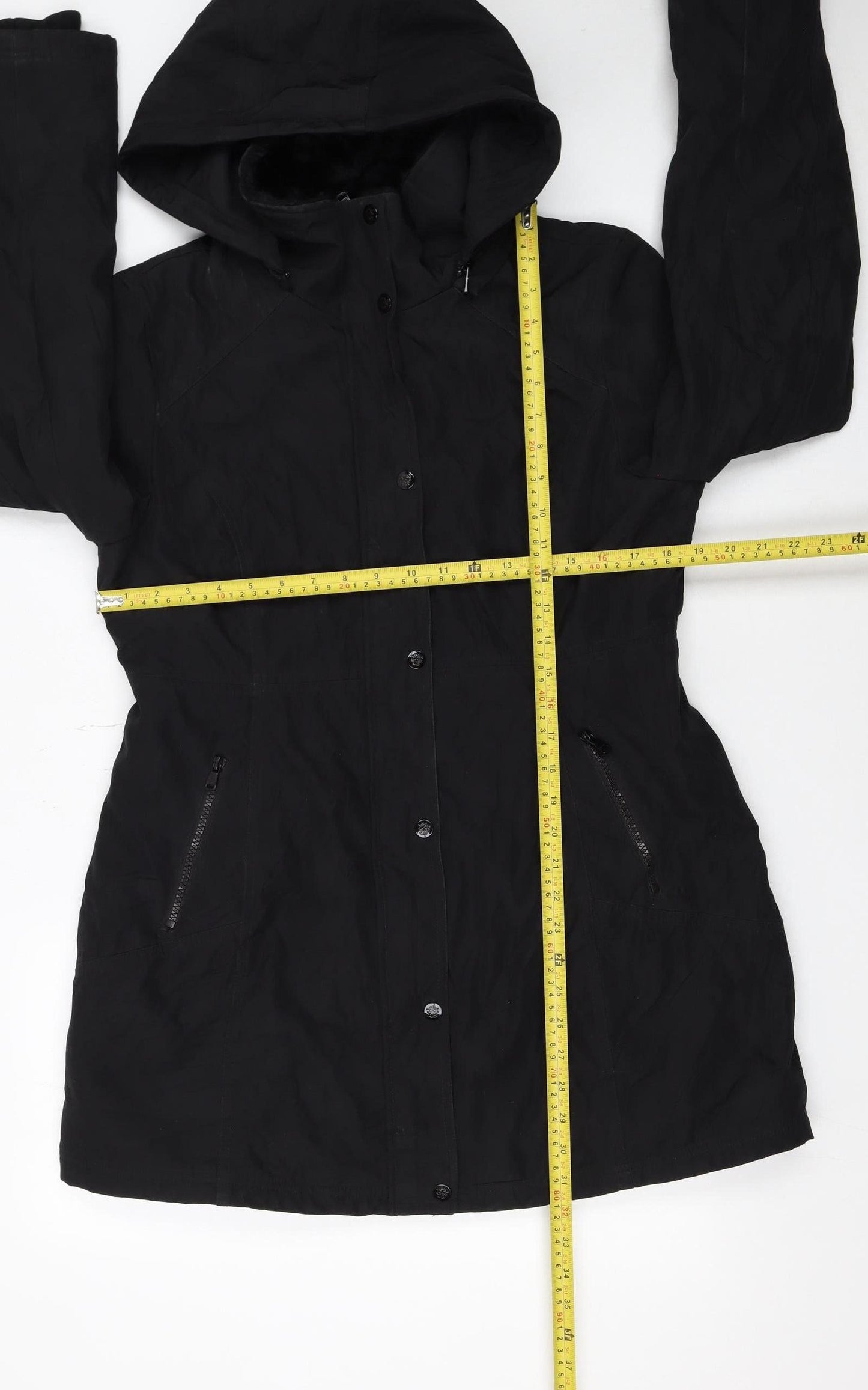 Jessica Simpson Women's Black L Hooded Parka Coat Long Winter Jacket