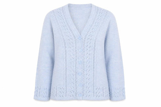 Isle Women Blue Cardigan Size 10-12 Acrylic Knit V-Neck