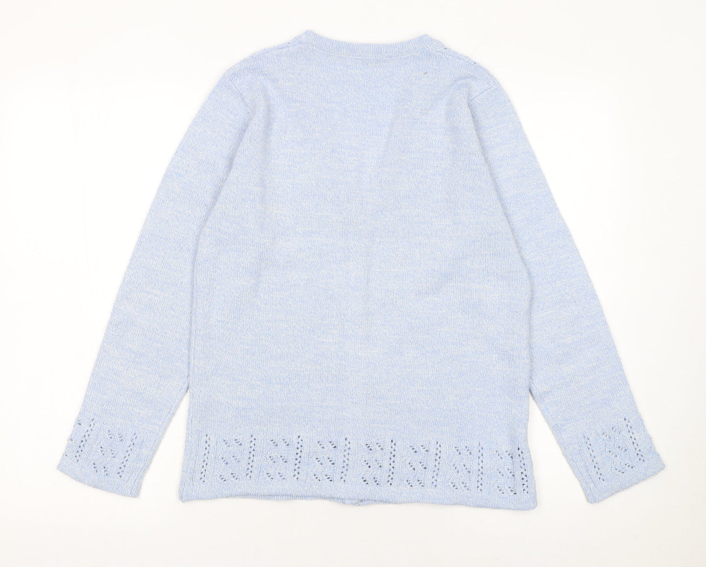 Isle Women Blue Cardigan Size 10-12 Acrylic Knit V-Neck