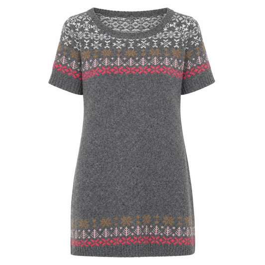 Joe Browns Women's Grey Fair Isle Knit Jumper Dress Size 12