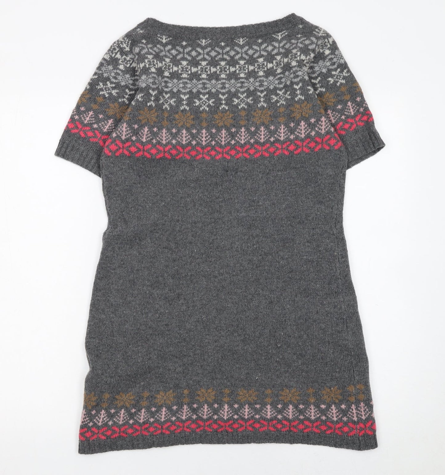 Joe Browns Women's Grey Fair Isle Knit Jumper Dress Size 12