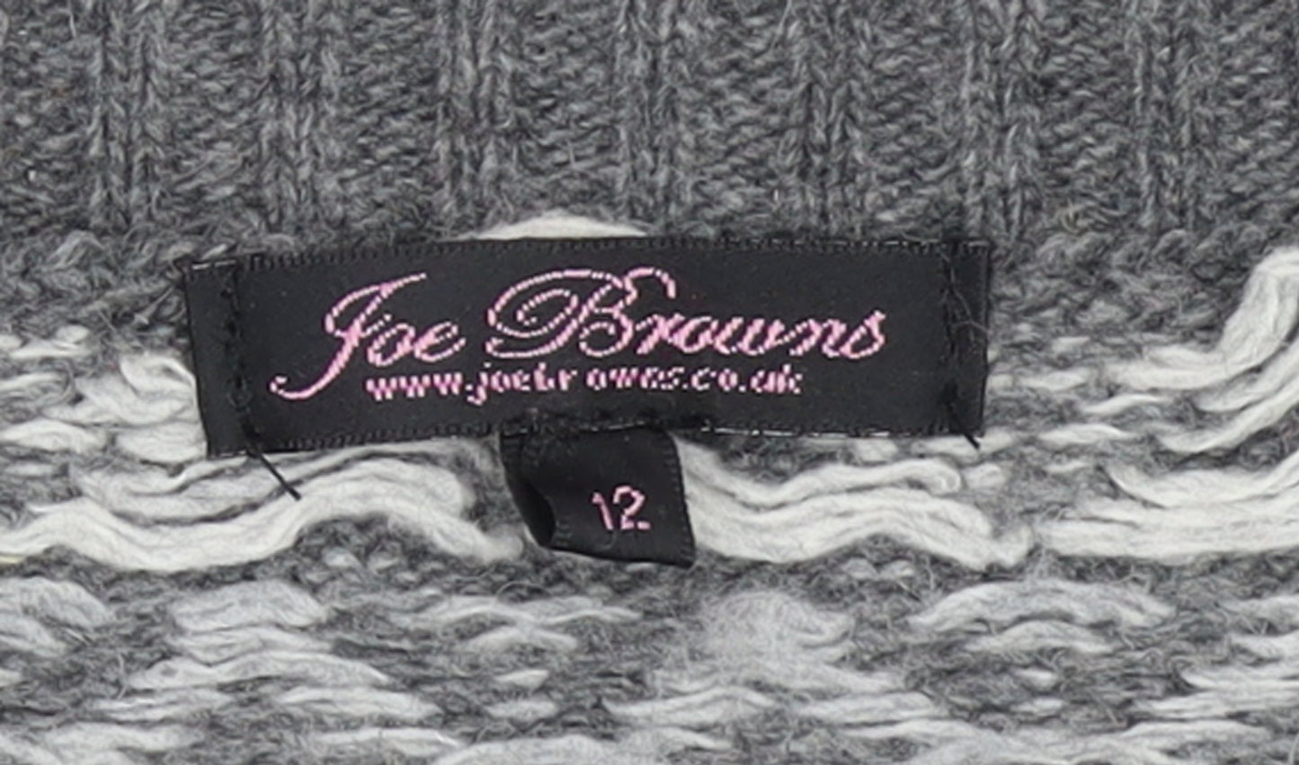 Joe Browns Women's Grey Fair Isle Knit Jumper Dress Size 12