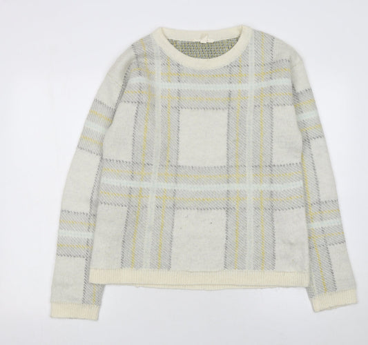 Esprit Women Ivory Check Knit Pullover Jumper XL
