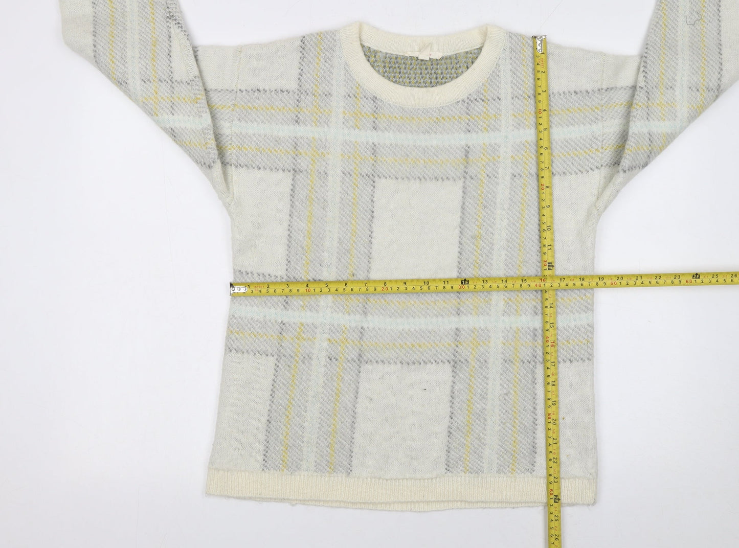 Esprit Women Ivory Check Knit Pullover Jumper XL