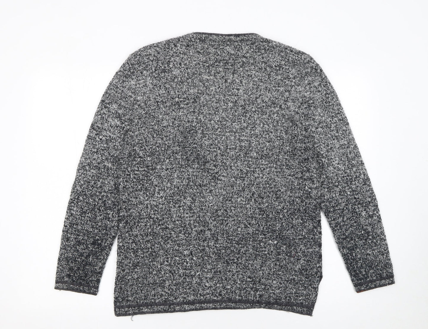 Paramour Women’s Grey Angora Blend Cardigan with Floral Embellishment Size L