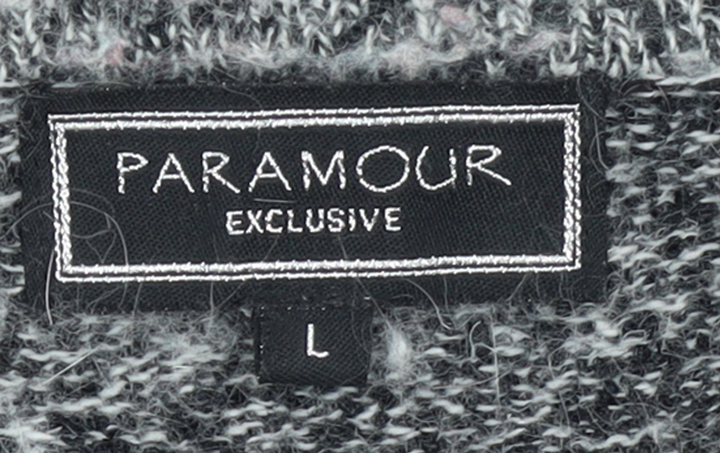 Paramour Women’s Grey Angora Blend Cardigan with Floral Embellishment Size L