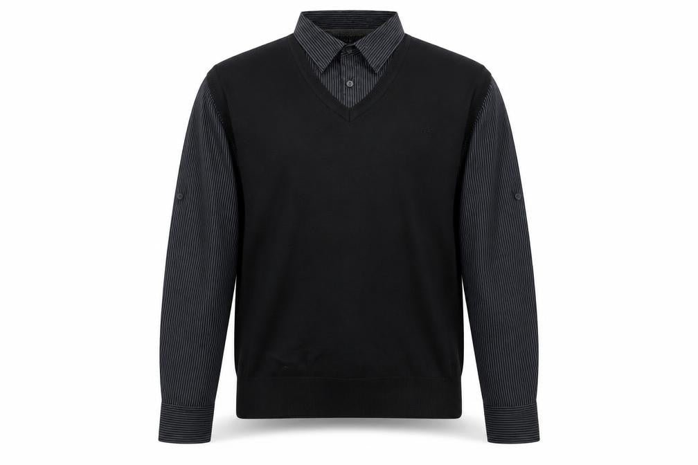 Next Men's Black V-Neck Pullover Jumper Size L Cotton Knit