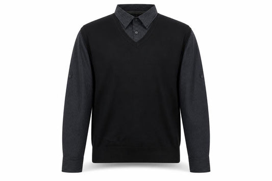 Next Men's Black V-Neck Pullover Jumper Size L Cotton Knit