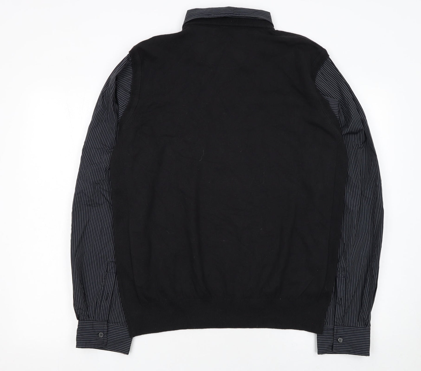 Next Men's Black V-Neck Pullover Jumper Size L Cotton Knit