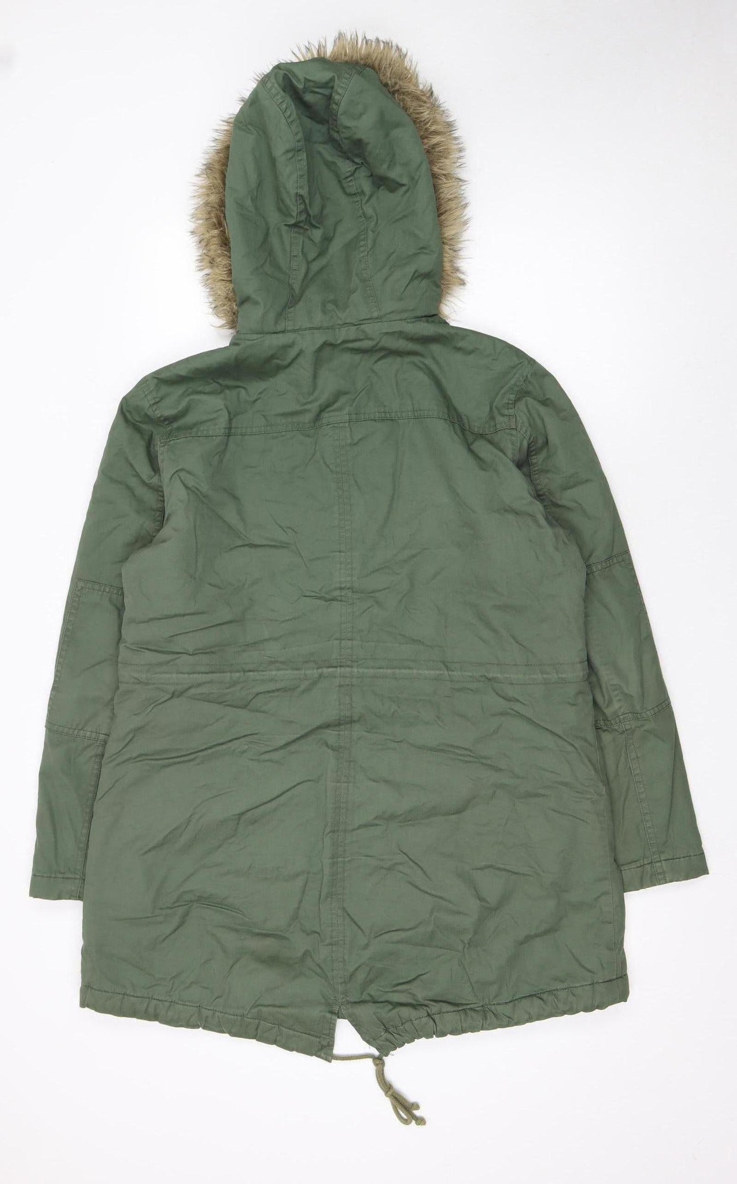 GAP Women’s Green Faux Fur Hooded Cotton Parka Coat Size L