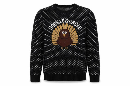 New Look Men Black Small Gobble Gobble Turkey Knit Jumper
