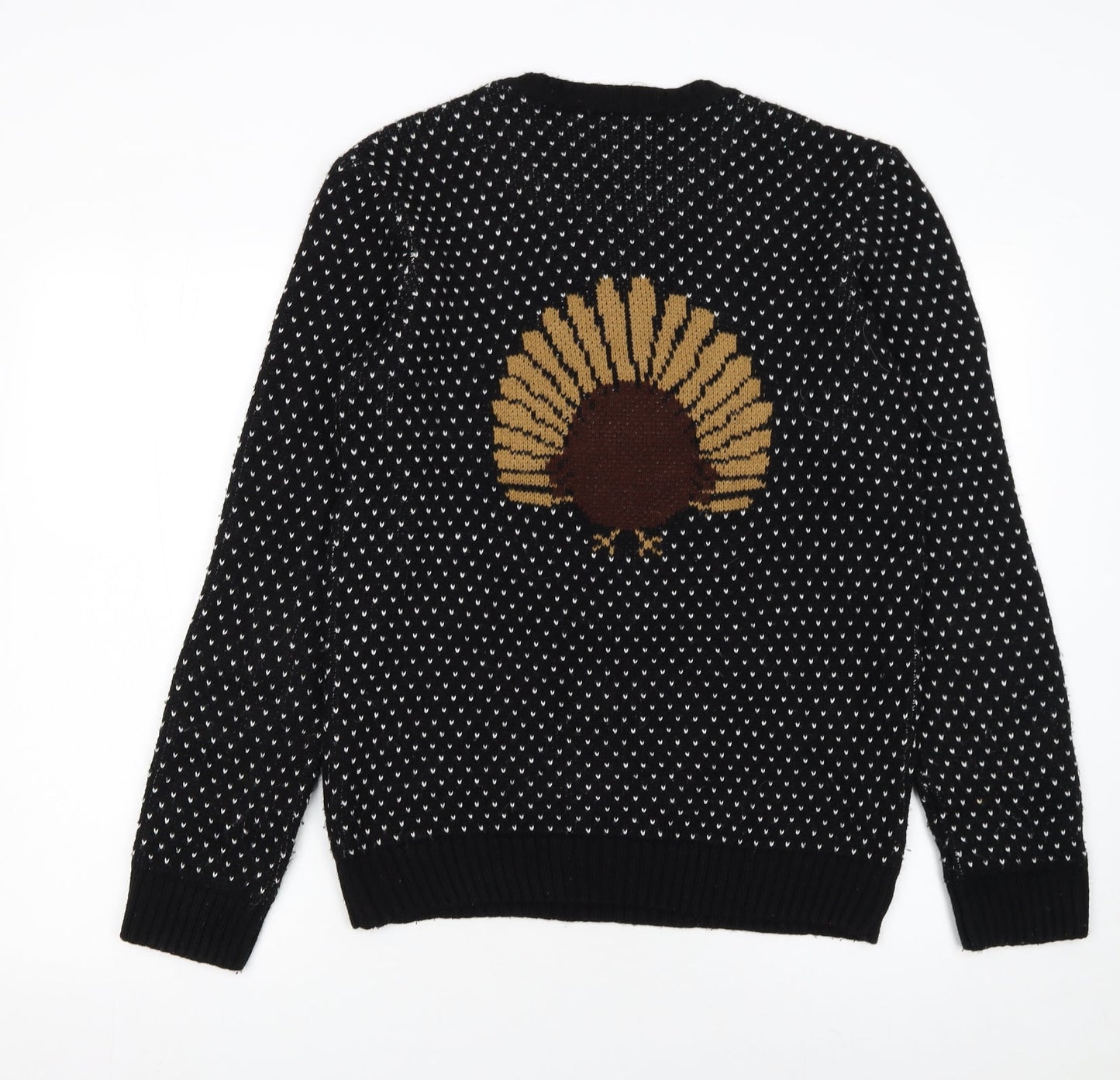 New Look Men Black Small Gobble Gobble Turkey Knit Jumper