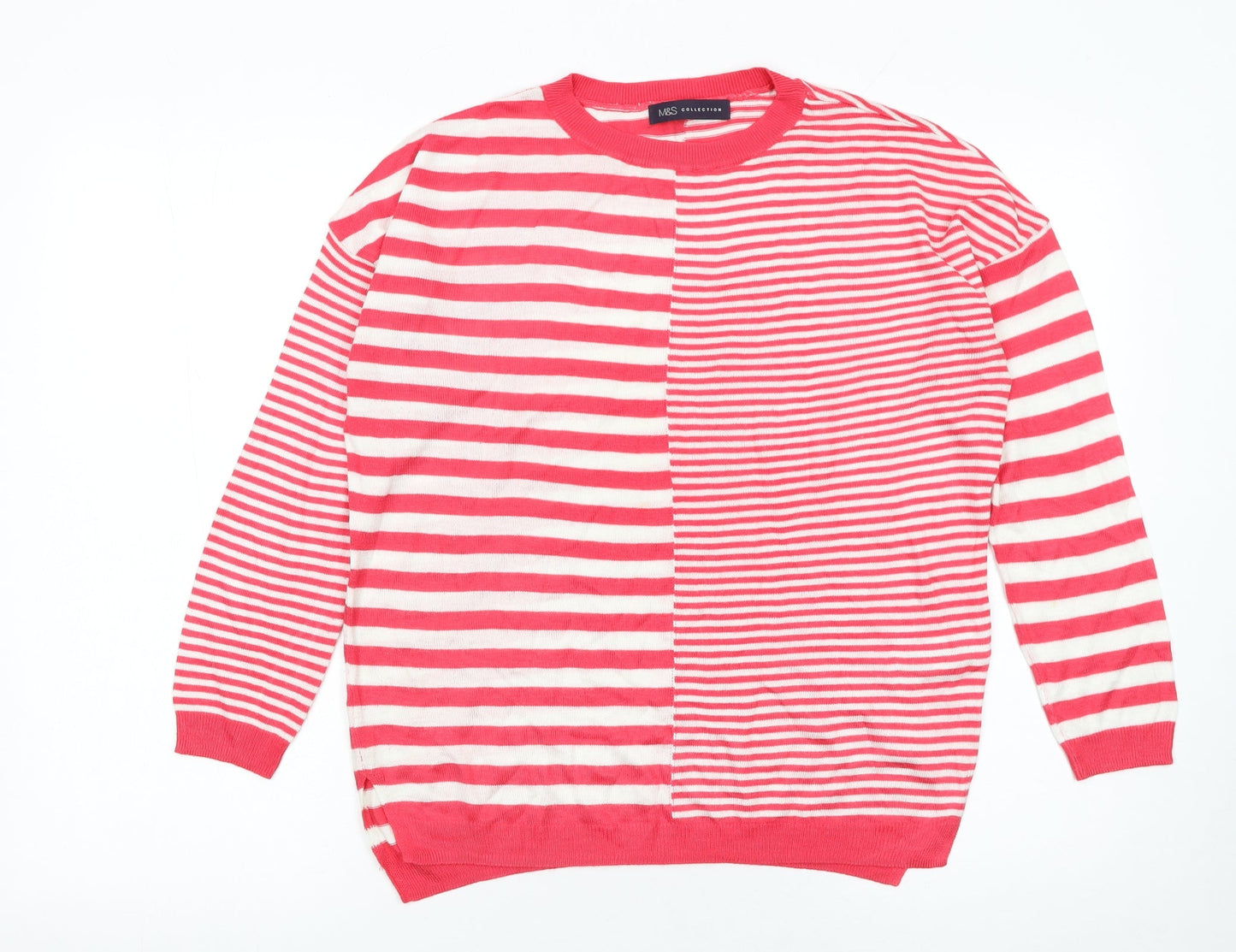Marks and Spencer Womens Red Striped Knit Jumper Size M