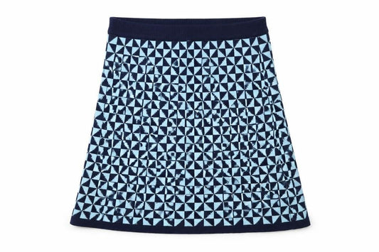 Kling Women Blue Geometric A-Line Knit Skirt Size 12