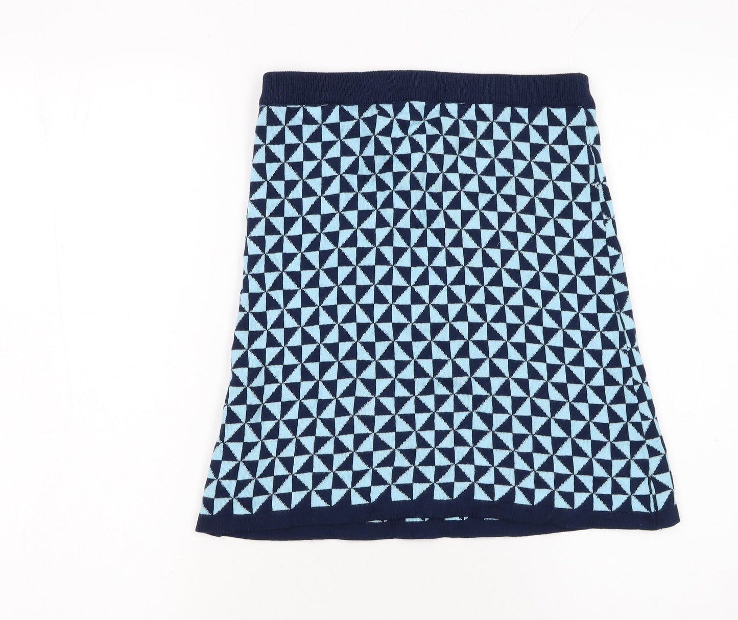 Kling Women Blue Geometric A-Line Knit Skirt Size 12