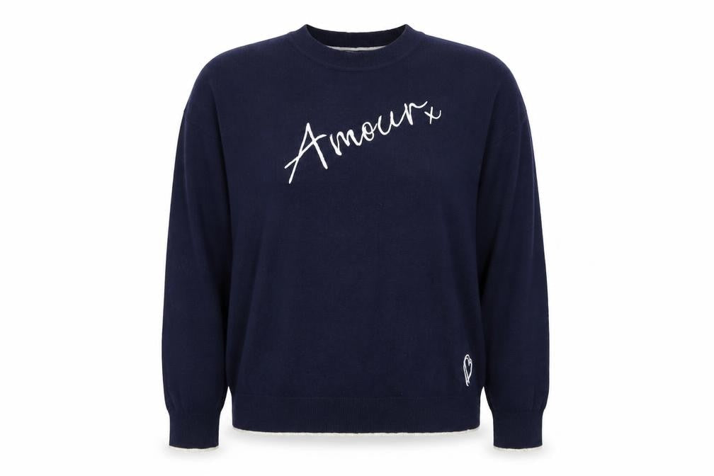 Oasis Women Blue 'Amour' Crew Neck Long Sleeve Pullover Jumper L