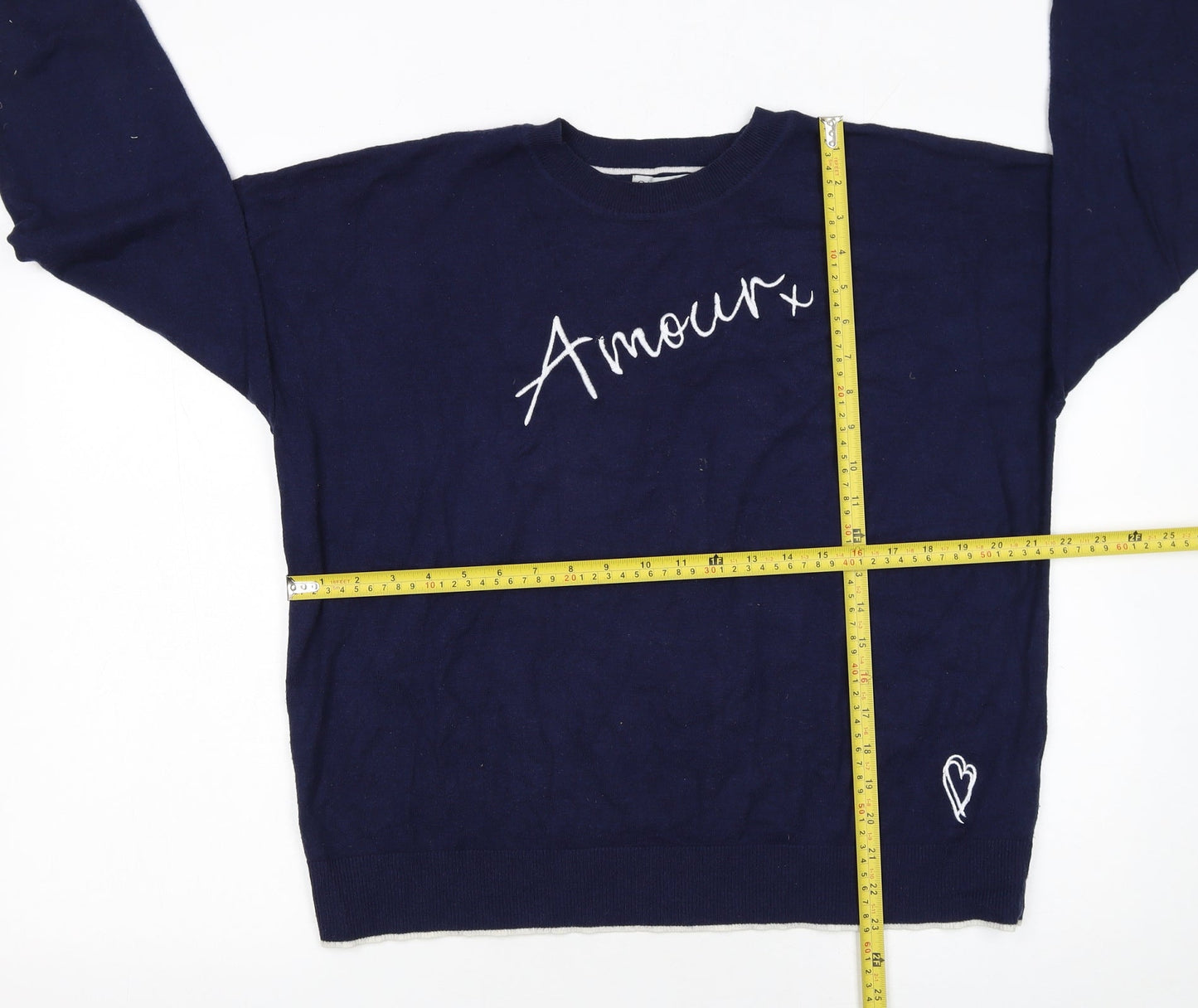 Oasis Women Blue 'Amour' Crew Neck Long Sleeve Pullover Jumper L
