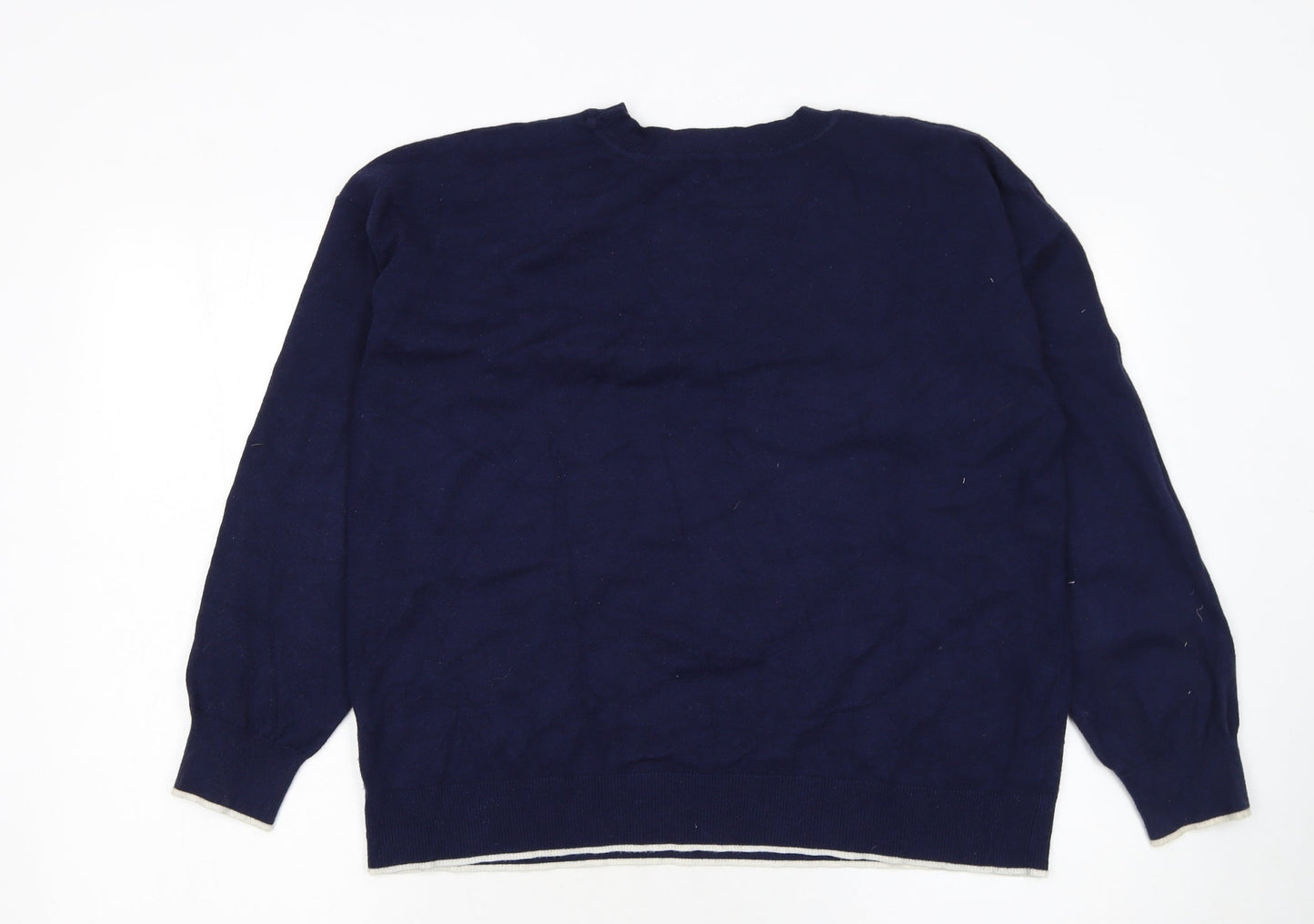 Oasis Women Blue 'Amour' Crew Neck Long Sleeve Pullover Jumper L