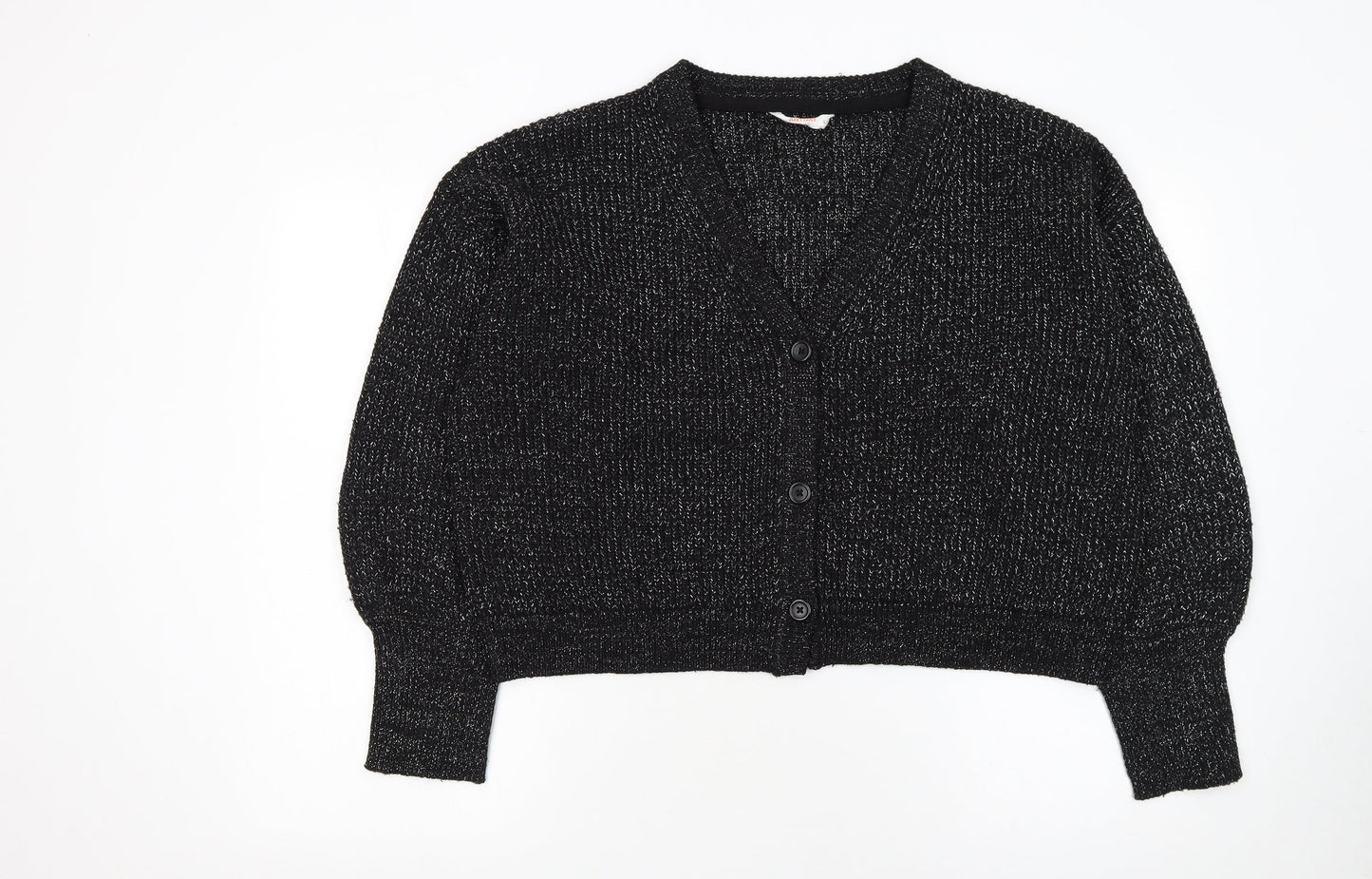 John Lewis Women’s Black L V-Neck Chunky Knit Cardigan