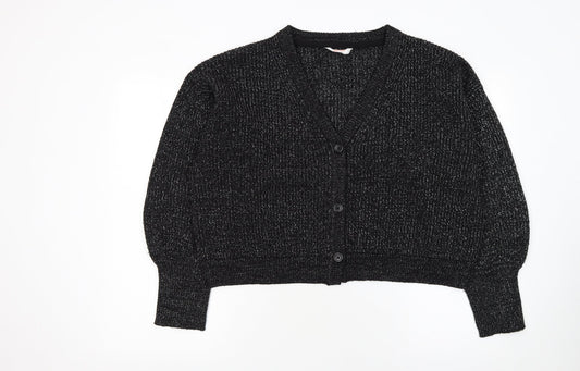 John Lewis Women’s Black L V-Neck Chunky Knit Cardigan