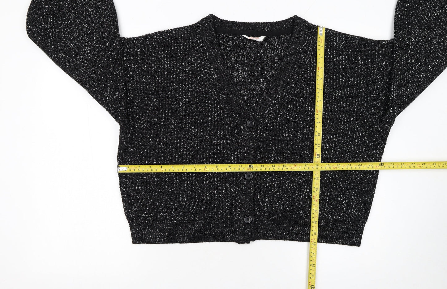 John Lewis Women’s Black L V-Neck Chunky Knit Cardigan