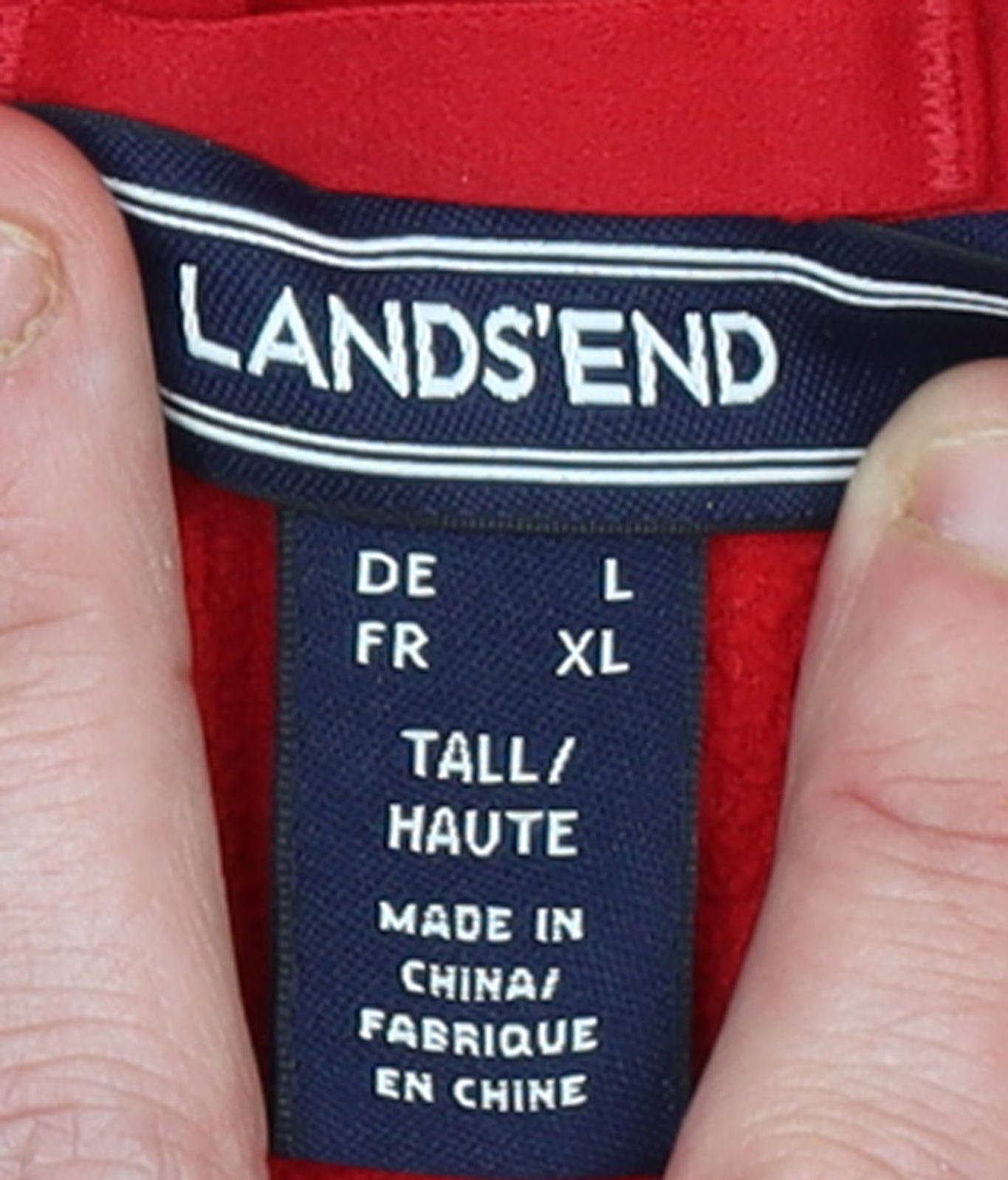 Lands' End Men's Red XL Tall Fleece 1/2 Zip Pullover Sweatshirt