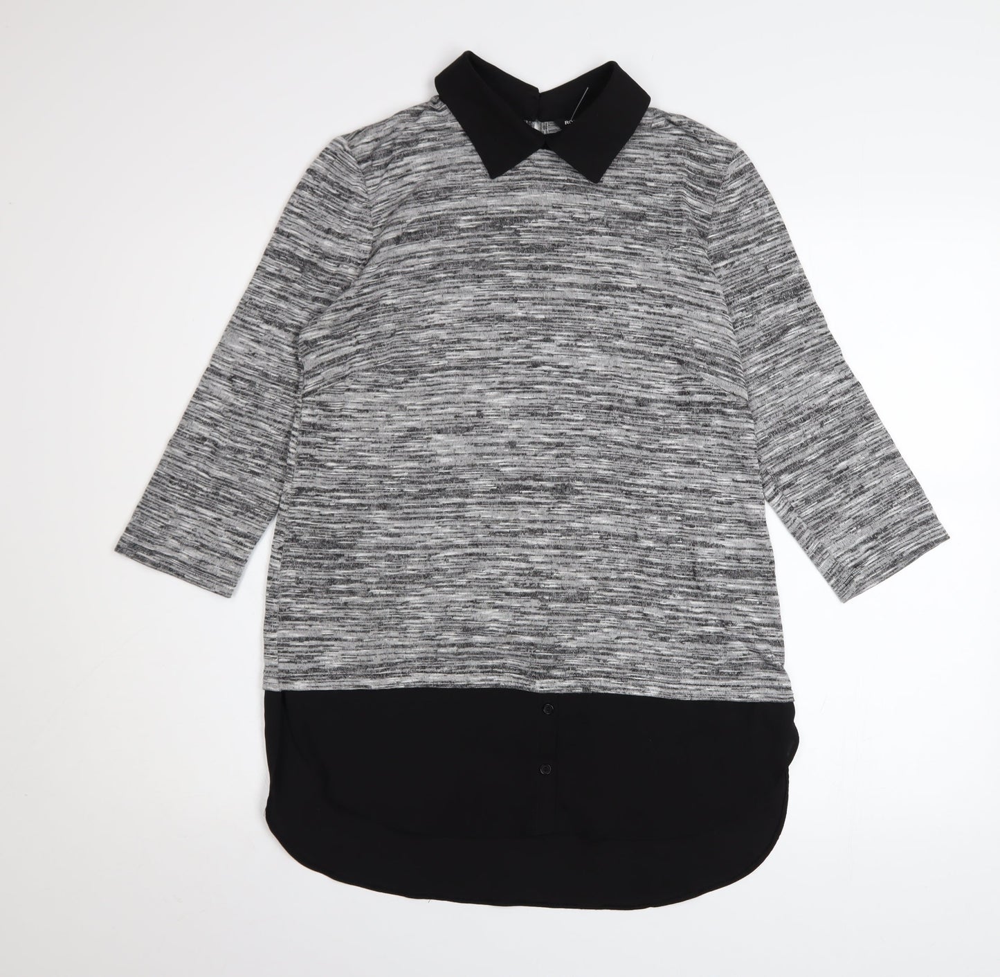 Roman Women’s Grey Collared Tunic Jumper Size 12 3/4 Sleeve
