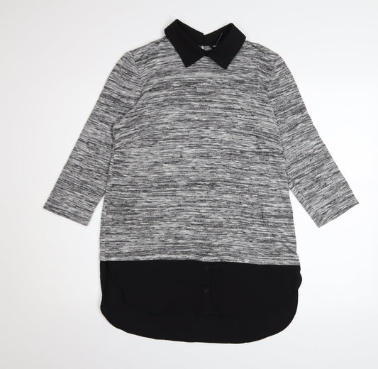 Roman Women’s Grey Collared Tunic Jumper Size 12 3/4 Sleeve