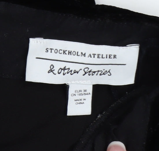 & Other Stories Women Black Size 8 Velvet Bodycon Dress