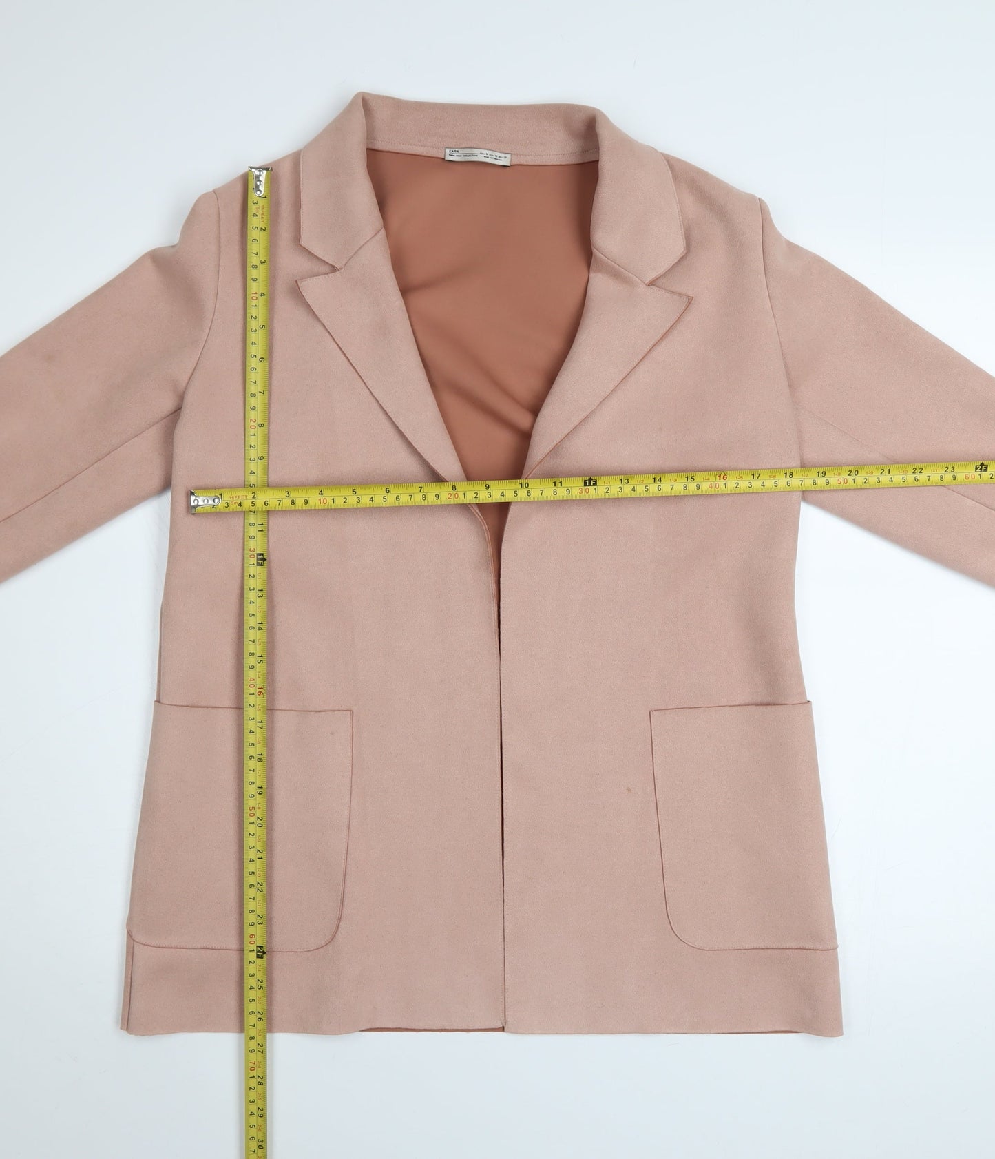 Zara Women Pink Suede Mid-Length Blazer Jacket Size 12