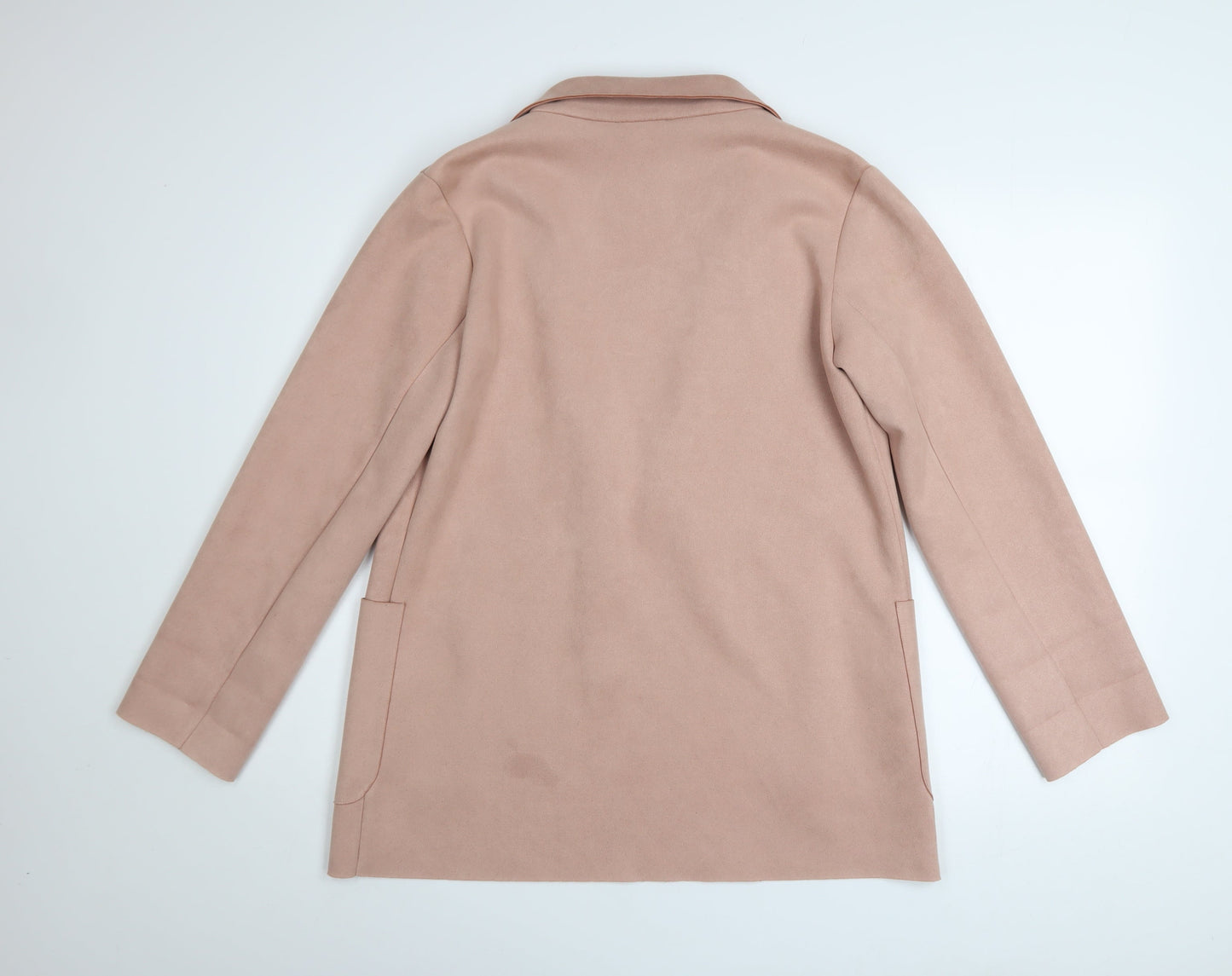 Zara Women Pink Suede Mid-Length Blazer Jacket Size 12