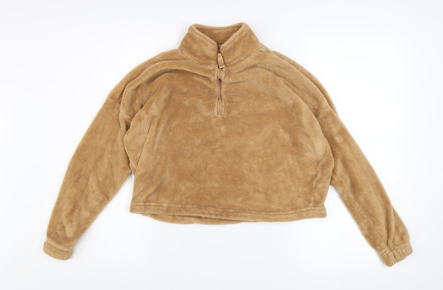 Bluenotes Women’s Beige Fleece Pullover 1/4 Zip Sweatshirt Size S