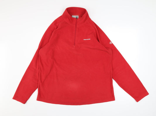 Craghoppers Women's Red Fleece 1/4 Zip Pullover Sweatshirt UK 16